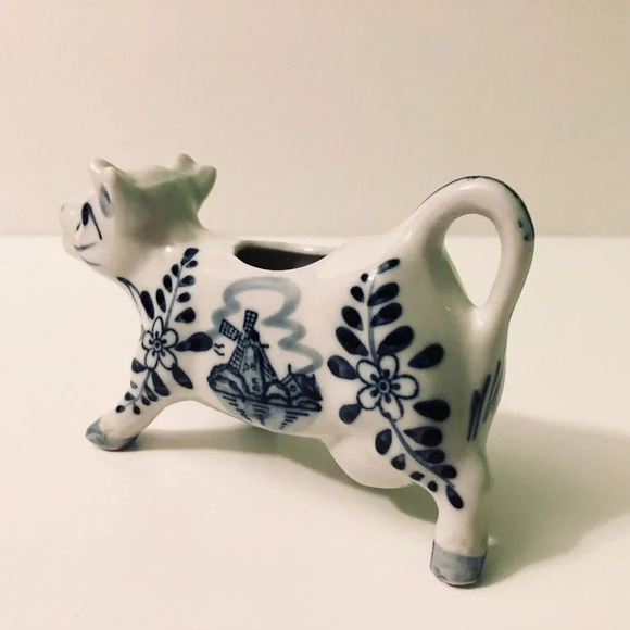 Vintage Delft Blue Colour Cow Creamer Pitcher Hand Painted  Holland - Picture 5 of 16